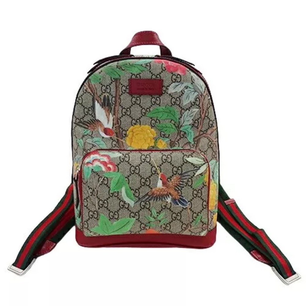 GUCCI Backpack GG Supreme Tian Bird Bird Multi Red Sherry